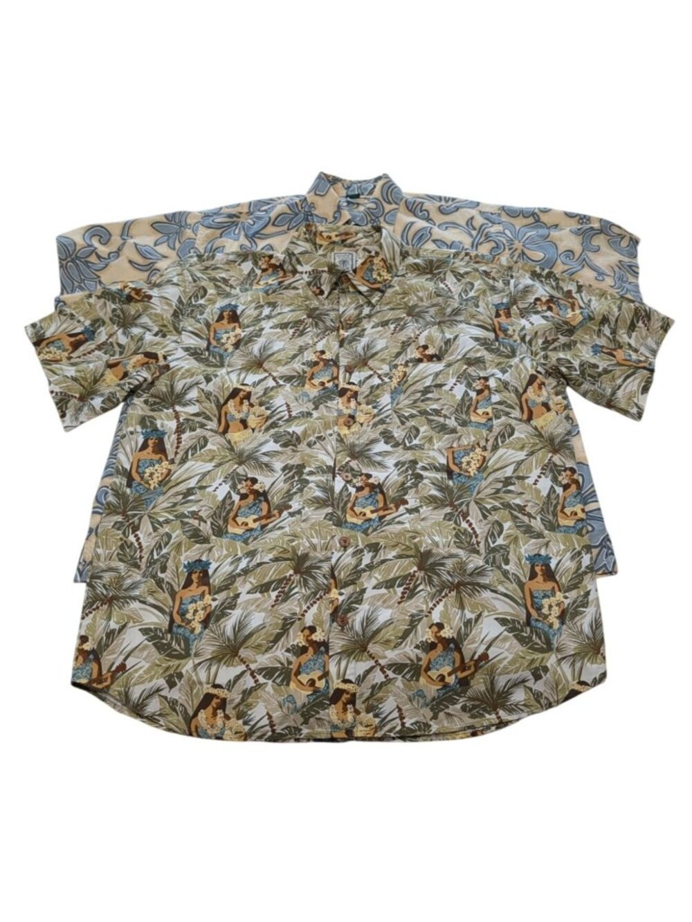 Roundtree & Yorke Mens Hawaiian Button-Up Shirts Lg 100% Cotton Tropical Floral - Picture 2 of 16